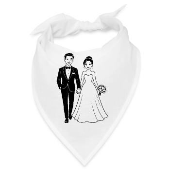 Brautpaar Silhouette Schwarz - Bandana - Weiß - Vorne