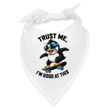 Cooler Pinguin Skateboarder Comic Spruch - Bandana - Weiß - Vorne