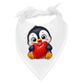 Süßer Pinguin mit Erdbeeren Cartoon Sommer - Bandana - Weiß - Vorne