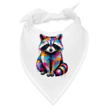 Bunter Waschbär mit Farbklecksen  - Bandana - Weiß - Vorne