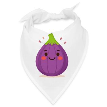 Lila Kawaii Feige – Süße Frucht Illustration Art - Bandana - Weiß - Vorne