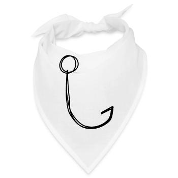 Angelhaken handgezeichnet - Bandana - Weiß - Vorne