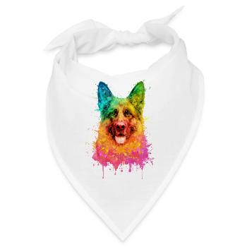 German Shepherd Aquarell Illustration - Bandana - Weiß - Vorne