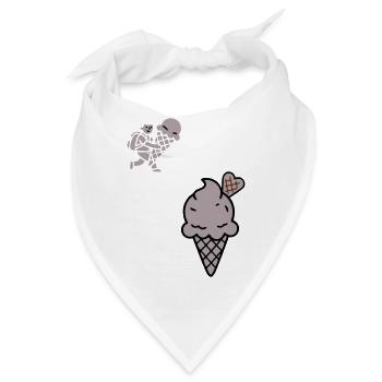 Schoko Eiswaffel Herz Icon - Bandana - Weiß - Vorne