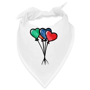 Aquarell-Herzballons-Trio - Bandana - Weiß - Vorne