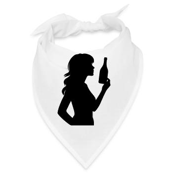 Frau mit Flasche und langen Haaren Silhouette - Bandana - Weiß - Vorne