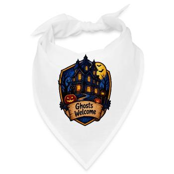 Geisterhaus Halloween Schild - Bandana - Weiß - Vorne
