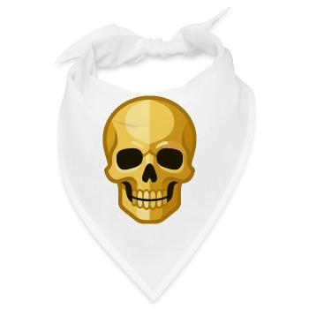 Stilisierte goldene Totenschädelillustration - Bandana - Weiß - Vorne