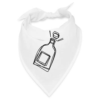 Sektflasche handgezeichnet - Bandana - Weiß - Vorne