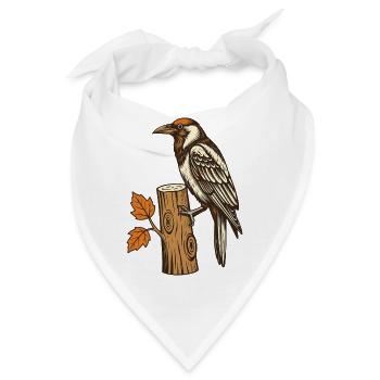 Specht am Herbststamm - Bandana - Weiß - Vorne
