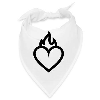 flammendes Herz - Bandana - Weiß - Vorne