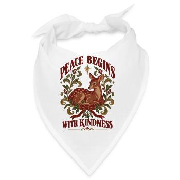 Peace Begins With Kindness - Bandana - Weiß - Vorne