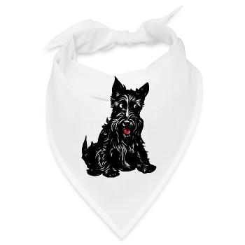 Monochrome Terrier-Linienkunst - Bandana - Weiß - Vorne