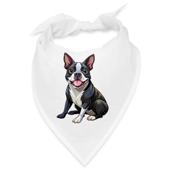 Boston Terrier Hundesitting - Bandana - Weiß - Vorne