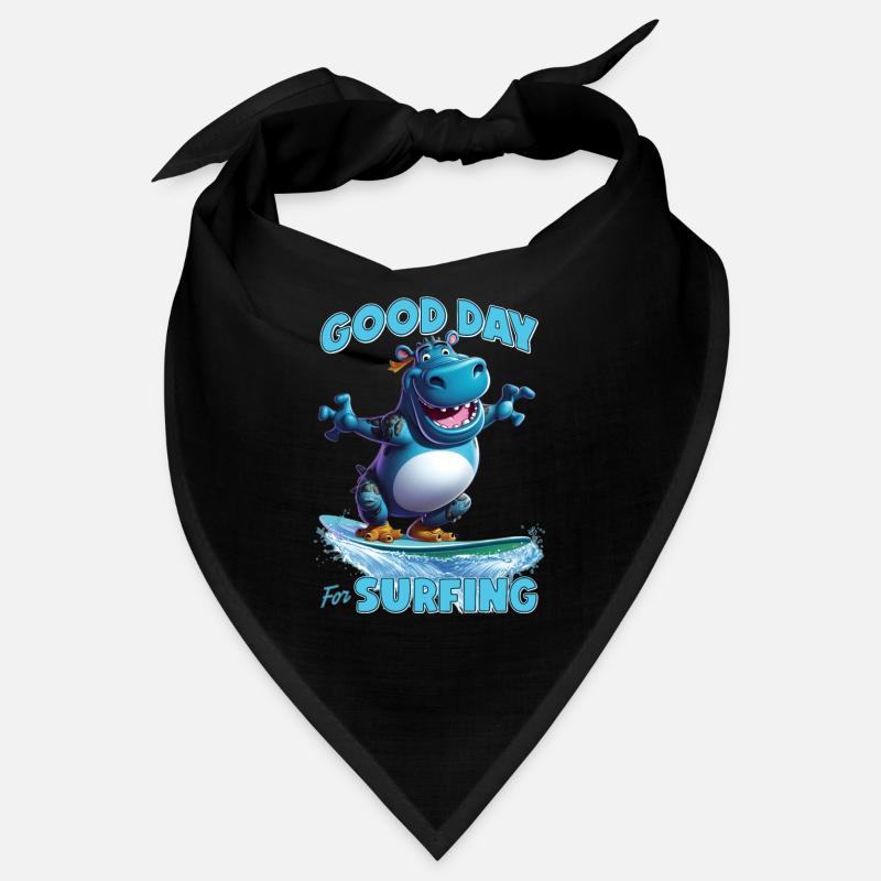 Lustiges Nilpferd mit einem Surfbrett - Surfer Bandana