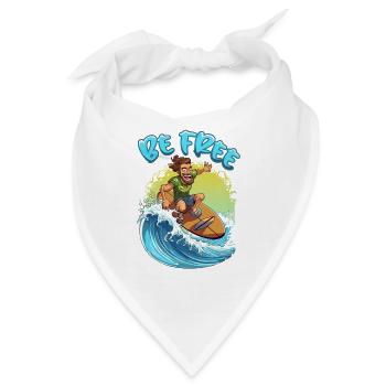 Lustiger Hippie mit einem Surfbrett - Surfer - Bandana - Weiß - Vorne