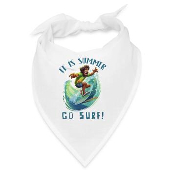 Lustiger Hippie mit einem Surfbrett - Surfer - Bandana - Weiß - Vorne