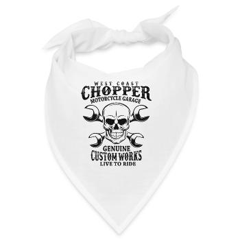 Totenkopf Biker Spruch West Coast Chopper - Bandana - Weiß - Vorne