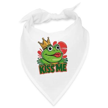 Lustige Grüner Frosch Kiss Me - Bandana - Weiß - Vorne