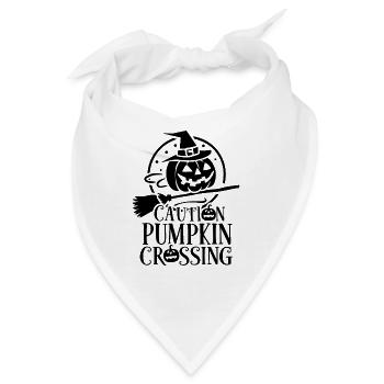 Halloween Kürbis Spruch Caution Pumkin Crossing - Bandana - Weiß - Vorne