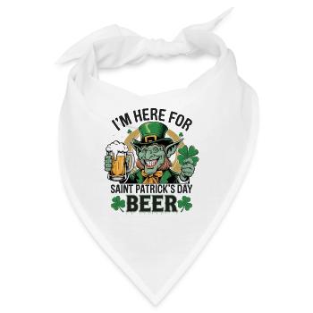 St. Patrick`s Day Beer Leprechaun Kobold Bier - Bandana - Weiß - Vorne