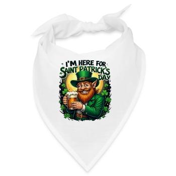 St. Patrick`s Day Beer Leprechaun Kobold Bier - Bandana - Weiß - Vorne