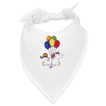 Fliegendes Regenbogen Comic Einhorn Ballons - Bandana - Weiß - Vorne