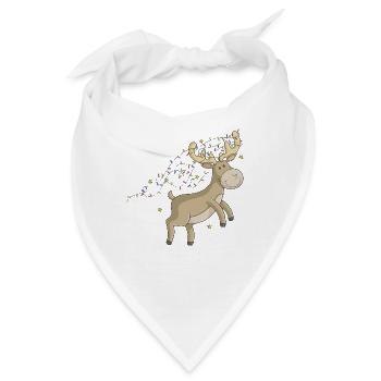 Comic Weihnachts Rentier - Bandana - Weiß - Vorne