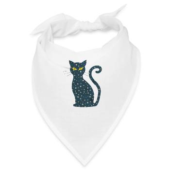 midnight cat - Mitternachts Katze Sterne Mond - Bandana - Weiß - Vorne