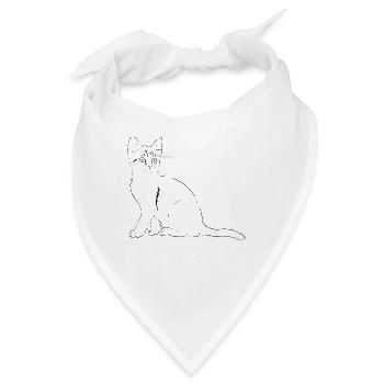 Katze Illustration - Bandana - Weiß - Vorne