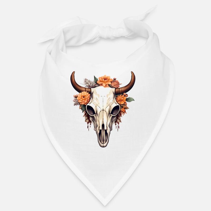 Crâne mort de taureau dans le style bohème Bandana