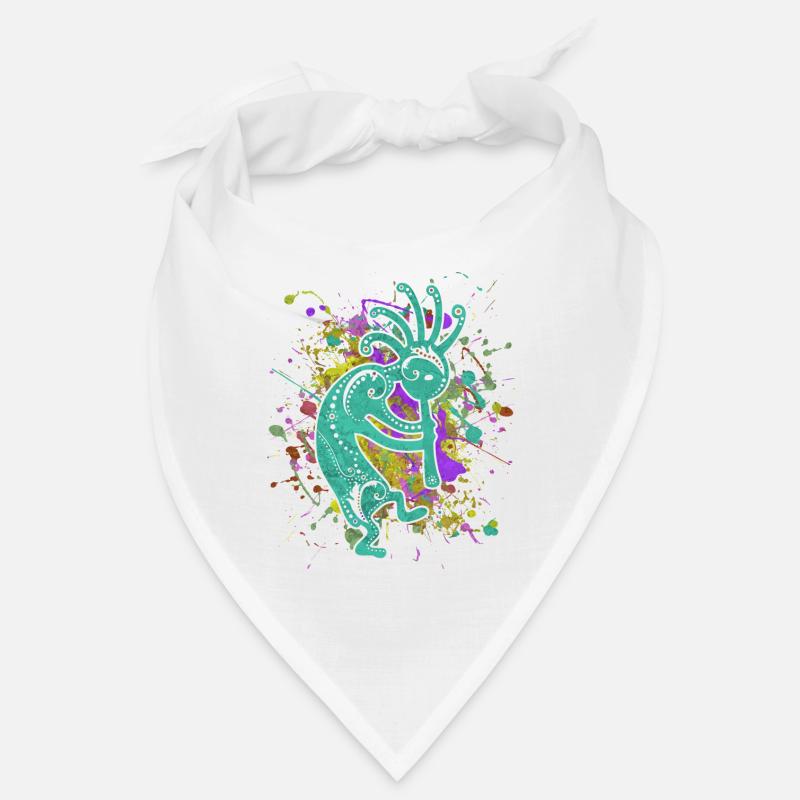Amérindiens Kokopelli - Éclaboussures colorées 2 - Bandana - blanc