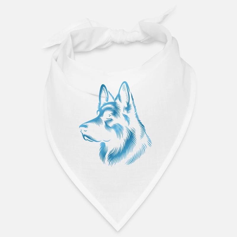 Deutscher Schäferhund Kopf blau - Bandana - Weiß
