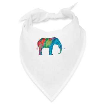 Farbiger Elefant mit der ursprünglichen Hans Hansen-Zeichnung - Bandana - Weiß - Vorne