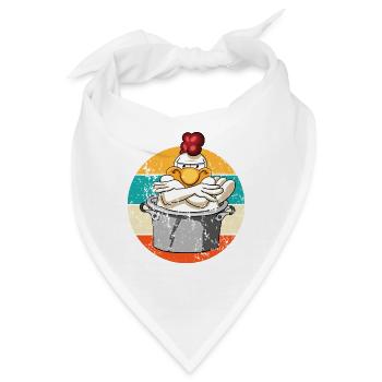 Vintage Retro Huhn Kochtopf - Bandana - Weiß - Vorne