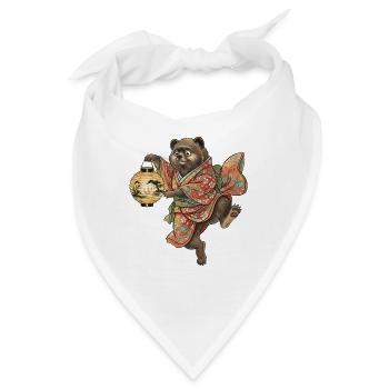 Japanischer Bär mit Laterne im Kimono - Bandana - Weiß - Vorne