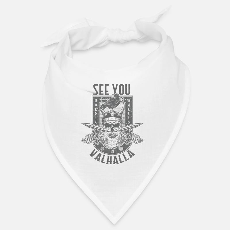 Wir sehen uns in Walhalla, Wikinger-Nordisch - Bandana - Weiß