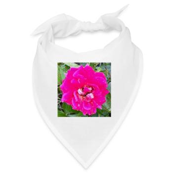 Rosa Rosenblüte - Bandana - Weiß - Vorne