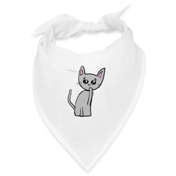 Traurige Katze Tier Symbol traurig - Bandana - Weiß - Vorne