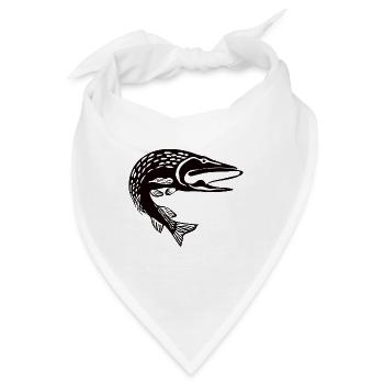 Springender Hecht Motiv für Hechtangler - Bandana - Weiß - Vorne