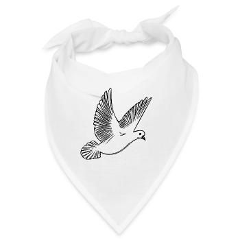 Fliegende Taube auf breiten Schwingen - Bandana - Weiß - Vorne