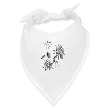 graue pflanzen blumen muster - Bandana - Weiß - Vorne