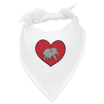 rotes Herz Tierliebe Elefant - Bandana - Weiß - Vorne