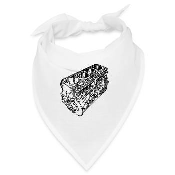 Auto Motorblock Zylinder Hubraum Fan - Bandana - Weiß - Vorne