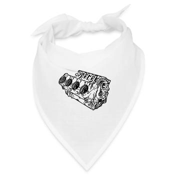 Motorblock Zylinder Auto Hubraum Fan - Bandana - Weiß - Vorne