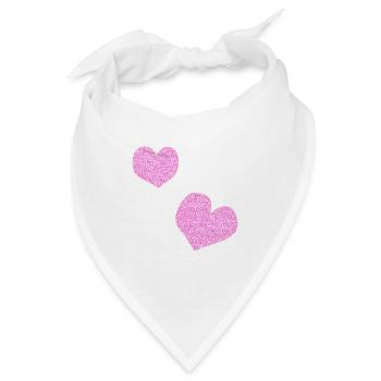 zwei rosa herzen glitzer herz - Bandana - Weiß - Vorne