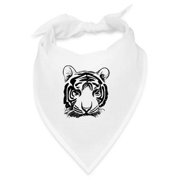 Tiger Großkatze mit Vintage Streifenmuster - Bandana - Weiß - Vorne
