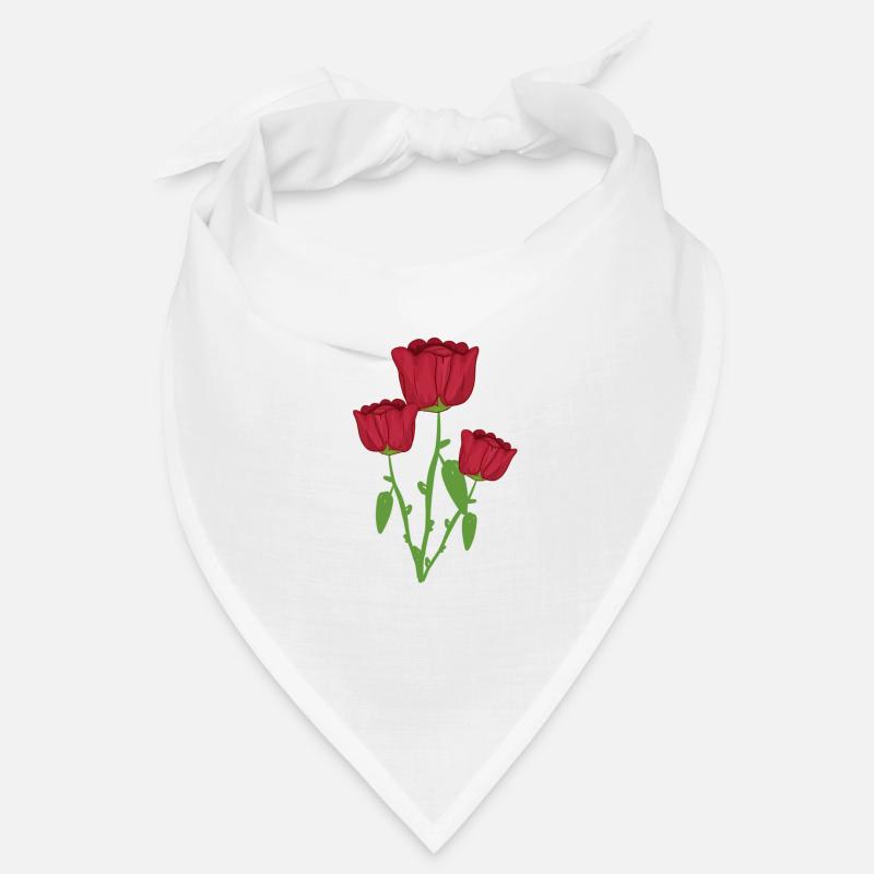 Trois Roses Fleur Végétale Rouge Bandana