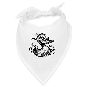 Lustige grinsende Ente mit riesigem Schnabel - Bandana - Weiß - Vorne