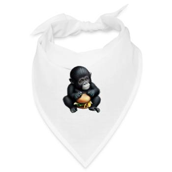 Gorilla liebt Cheeseburger - Bandana - Weiß - Vorne